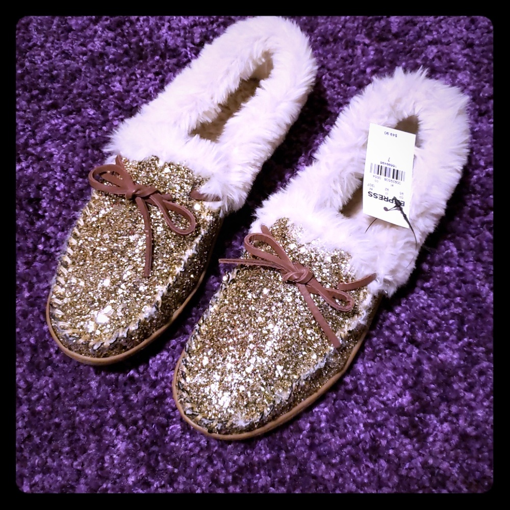 Express glitter moccasins